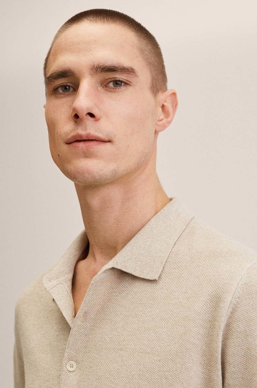 

Поло Mango Man Andrew мужское цвет бежевый однотонное