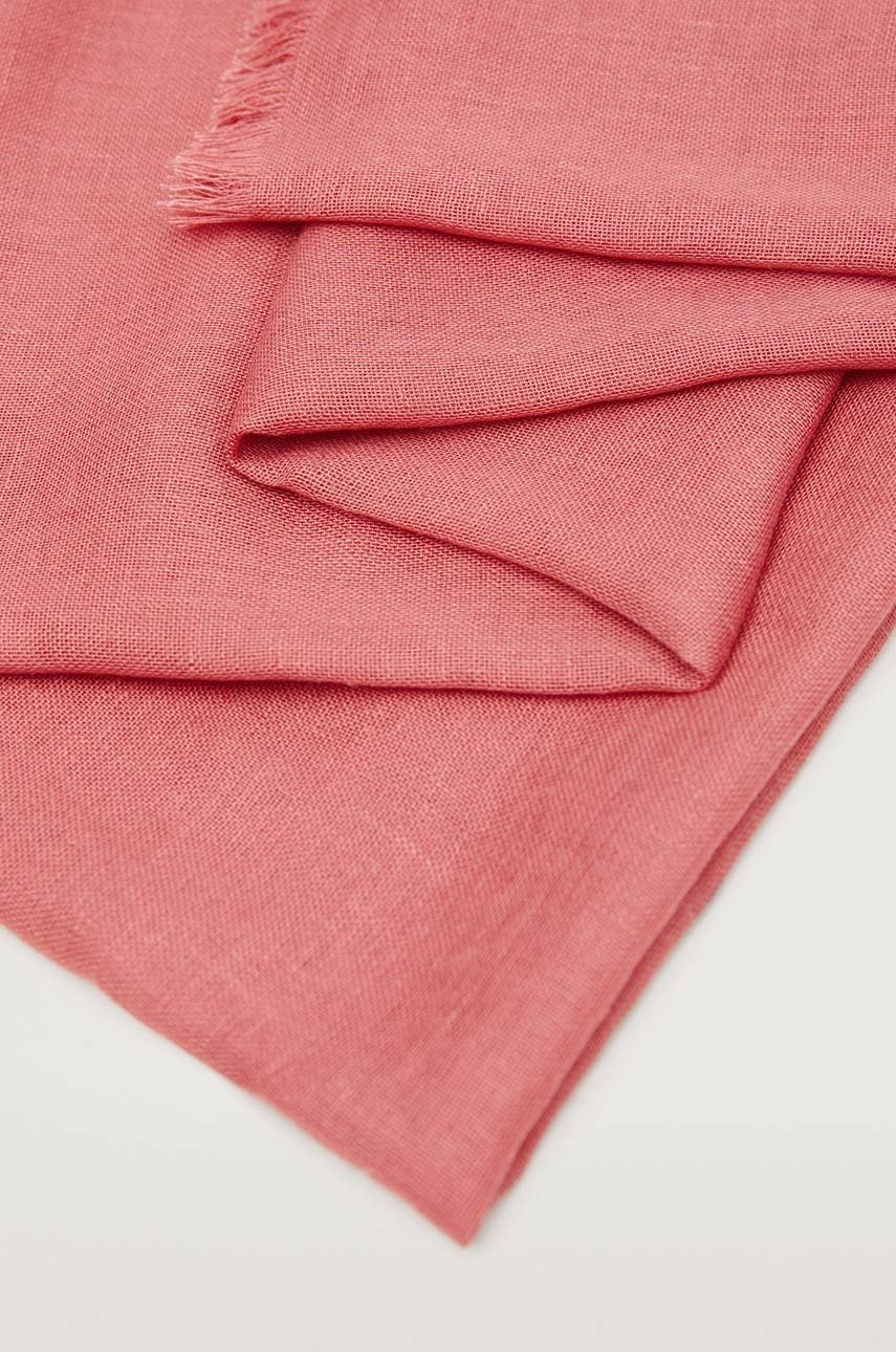 

Платок Mango Linen женский цвет розовый однотонный