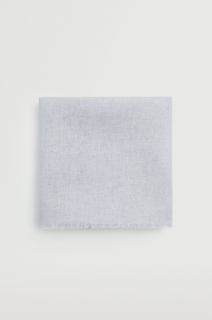 

Шал Mango Man Linen мъжки в сиво с изчистен дизайн, Сив