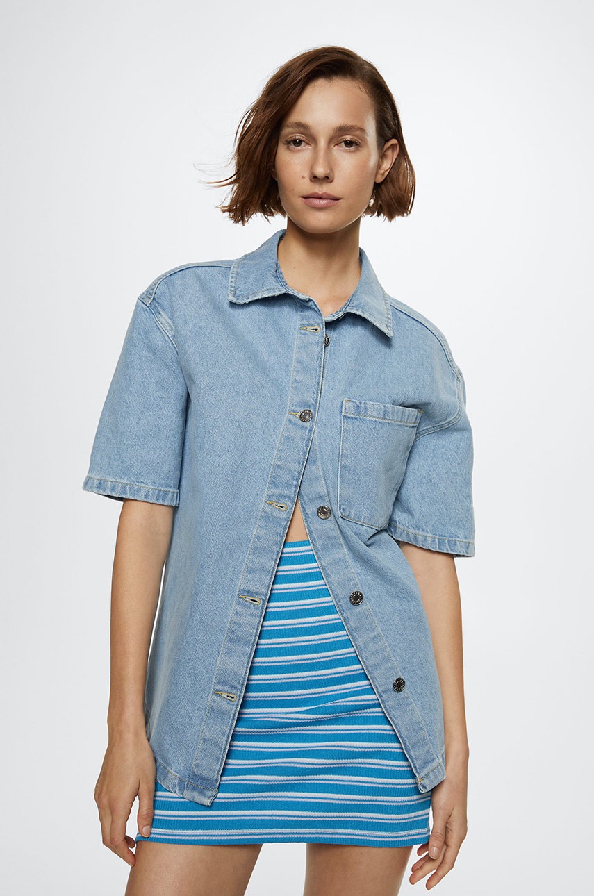 

Пола Mango Rama къс модел със стандартна кройка, Син