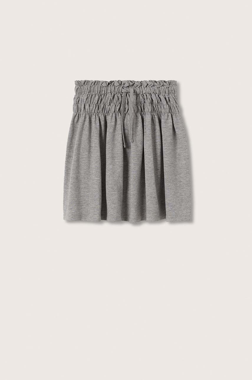 

Детска пола Mango Kids в сиво къс модел разкроен модел, Сив