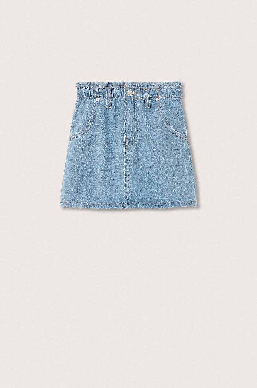 Mango Kids spódnica jeansowa dziecięca Cindy kolor fioletowy mini prosta