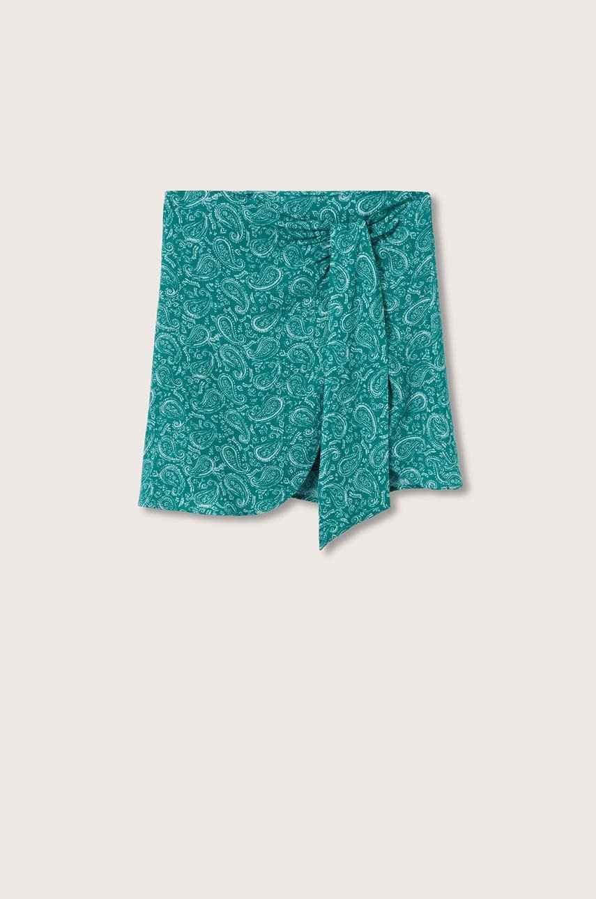 

Детска пола Mango Kids Klein в зелено къс модел със стандартна кройка, Зелен