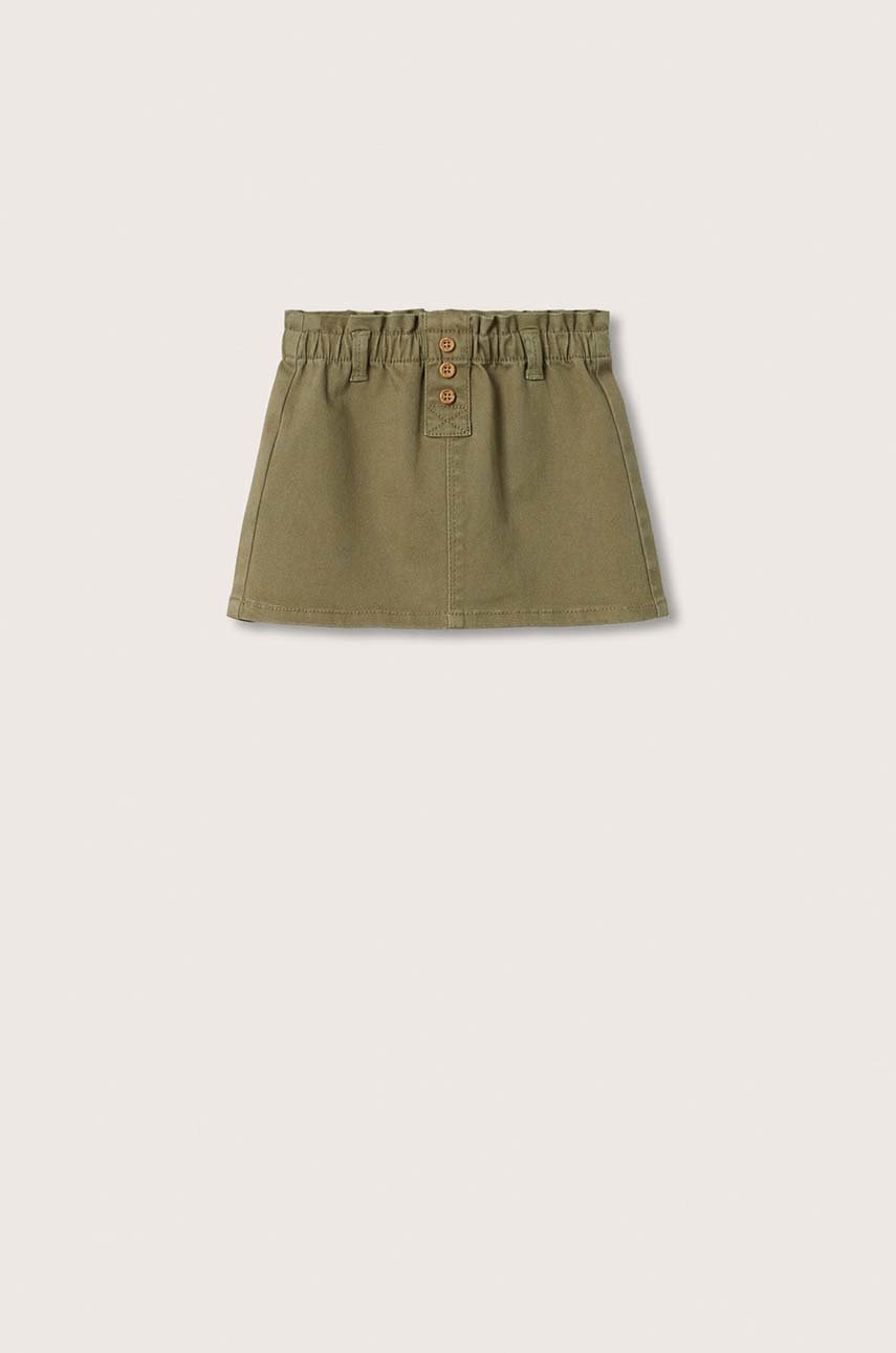 

Детска пола Mango Kids Flower в кафяво къс модел със стандартна кройка, Кафяв