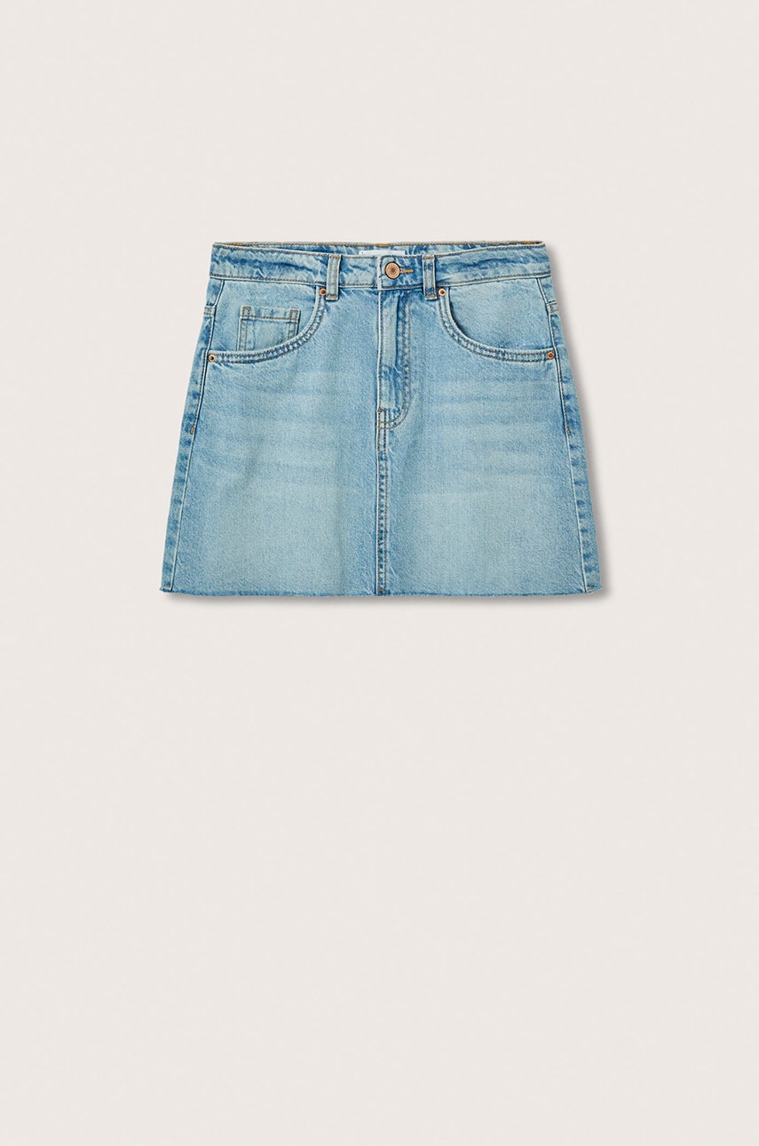 

Детска дънкова пола Mango Kids Mini къс модел със стандартна кройка, Син