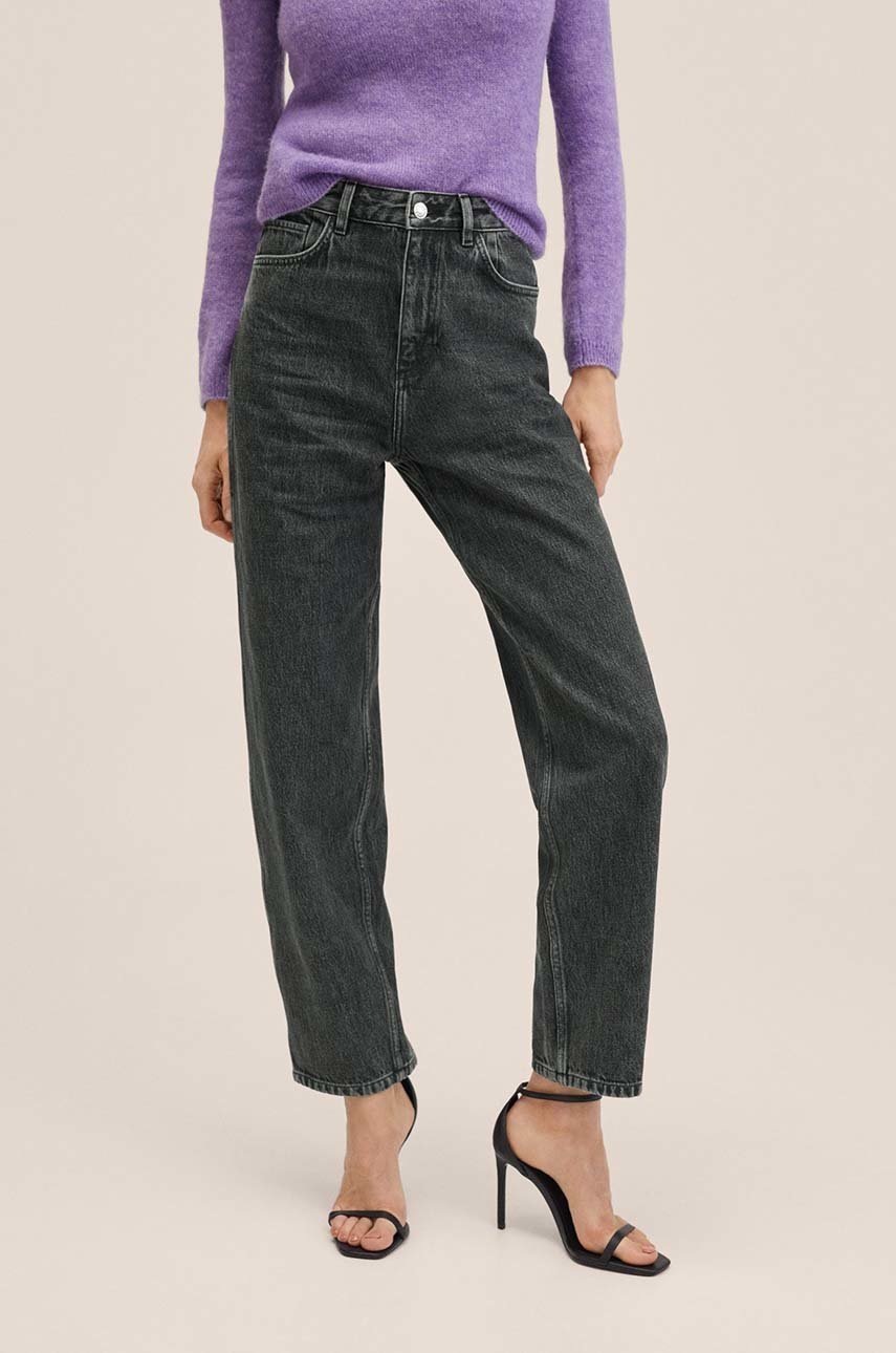 

Дънки Mango Janet дамски с висока талия, Сив