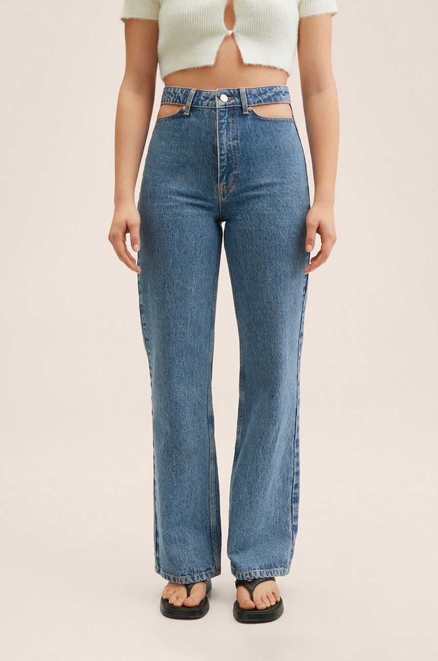 Mango jeansy Cutout damskie high waist