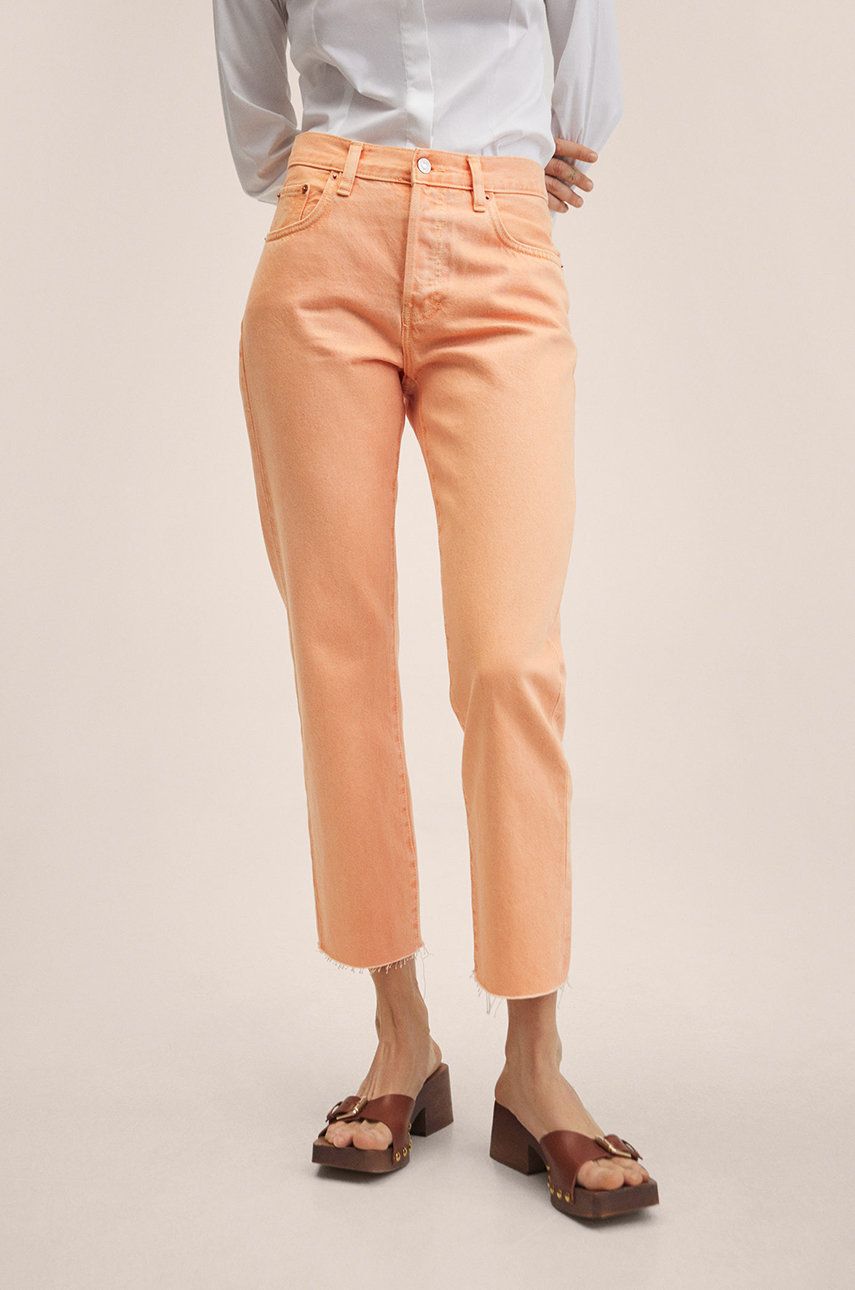 

Дънки Mango Havana с висока талия, Оранжев