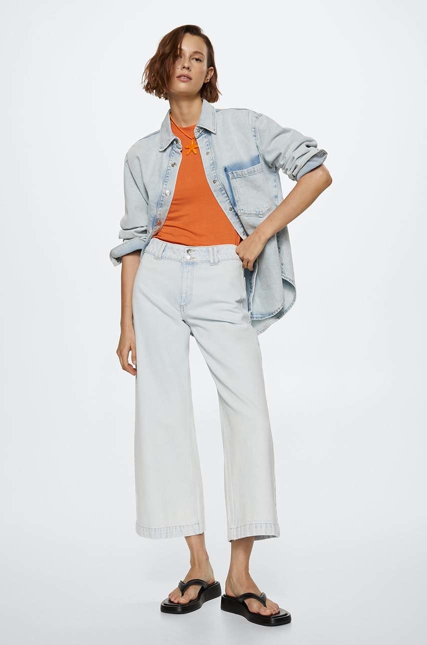 

Дънки Mango Culotte със стандартна талия, Син