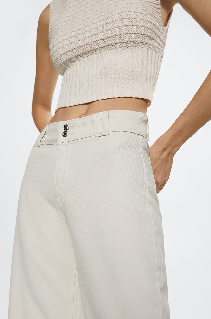 

Дънки Mango Culotte със стандартна талия, Бежов