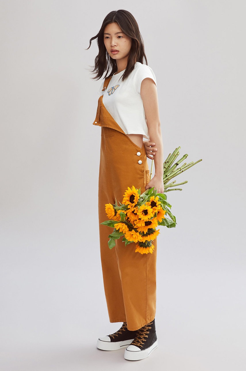 

Детский джинсовый комбинезон Mango Kids Mika цвет жёлтый