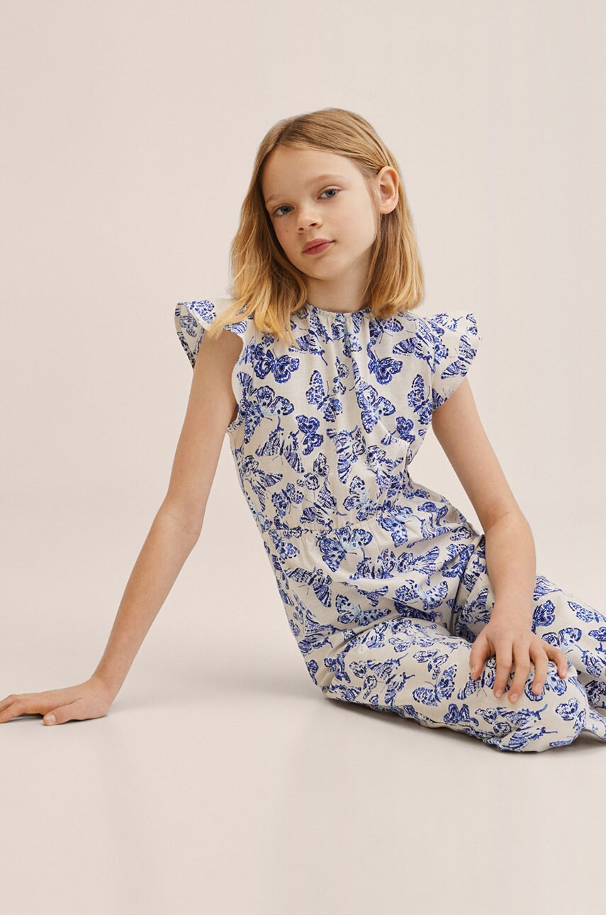 

Детски памучен гащеризон Mango Kids Mariposa от памук, Син
