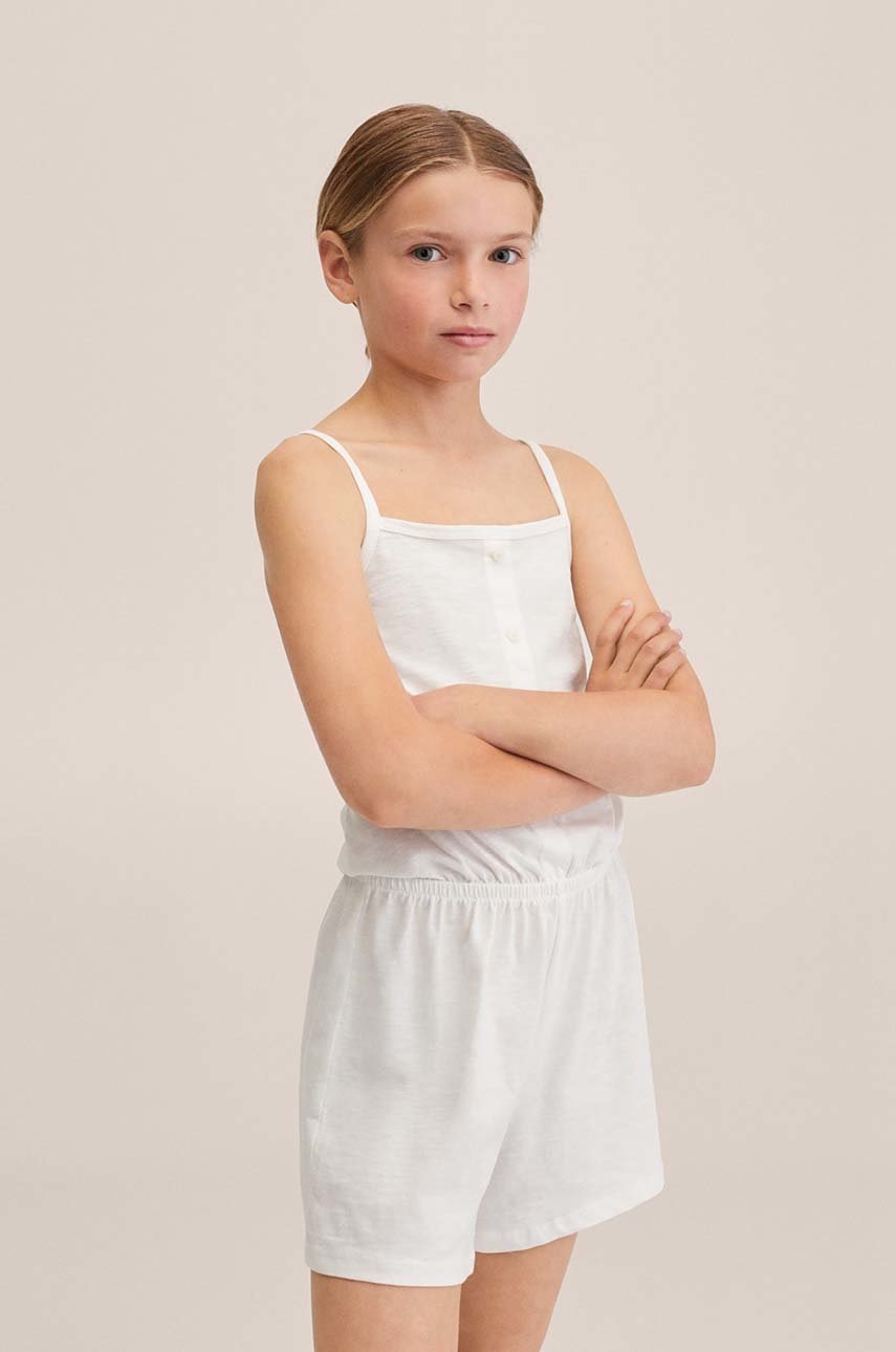 

Детски памучен гащеризон Mango Kids Mina в бяло от памук, Бял