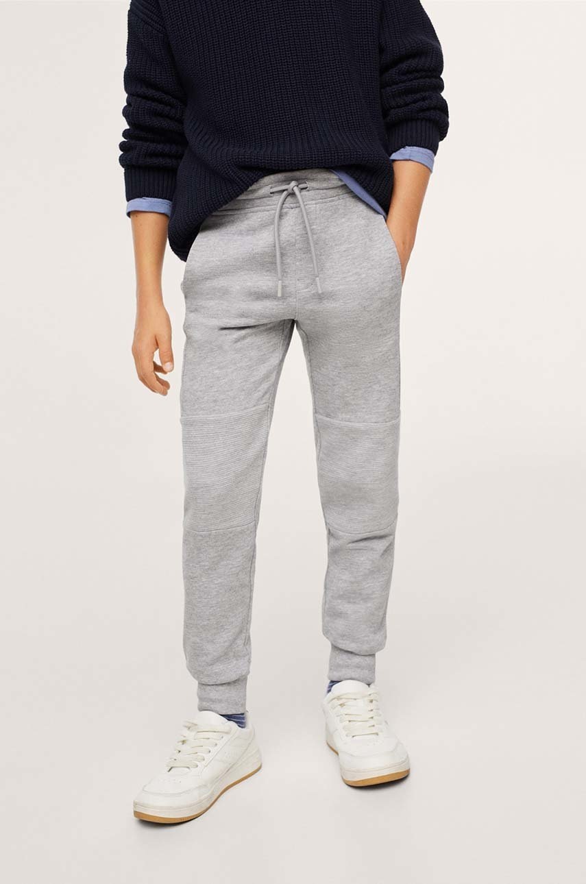 

Детски панталони Mango Kids в меланж на сиво, Сив