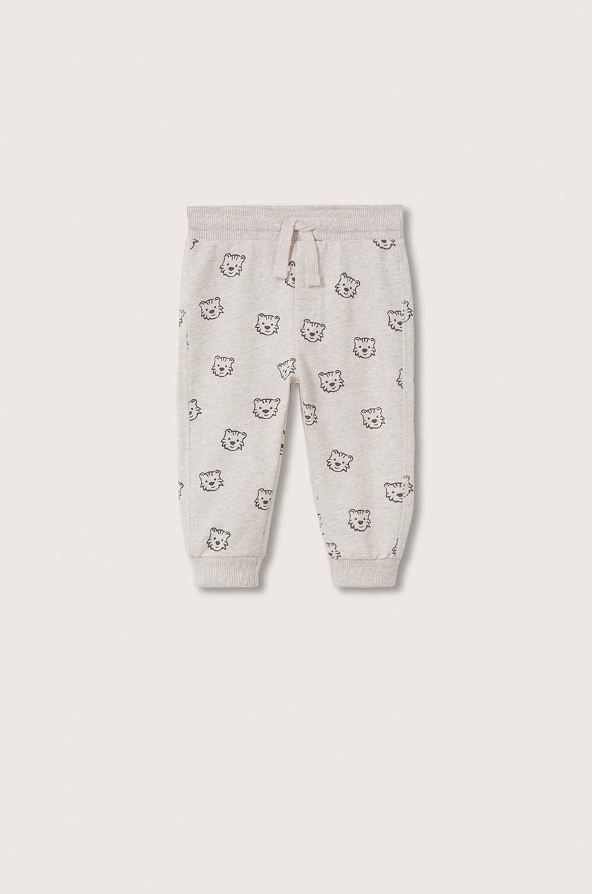 

Детски панталони Mango Kids в бежово с десен, Бежов