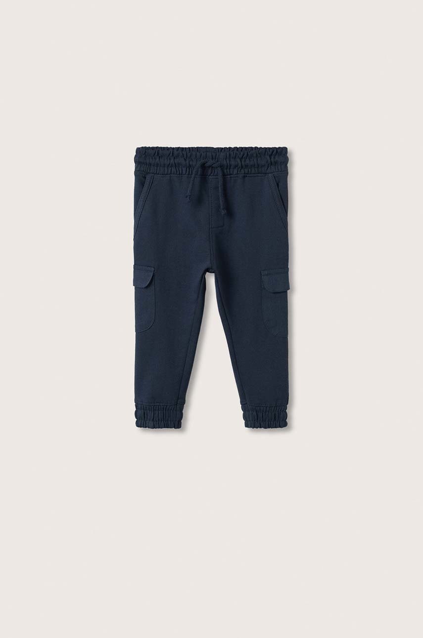 

Детски панталони Mango Kids в тъмносиньо с изчистен дизайн, Тъмносин