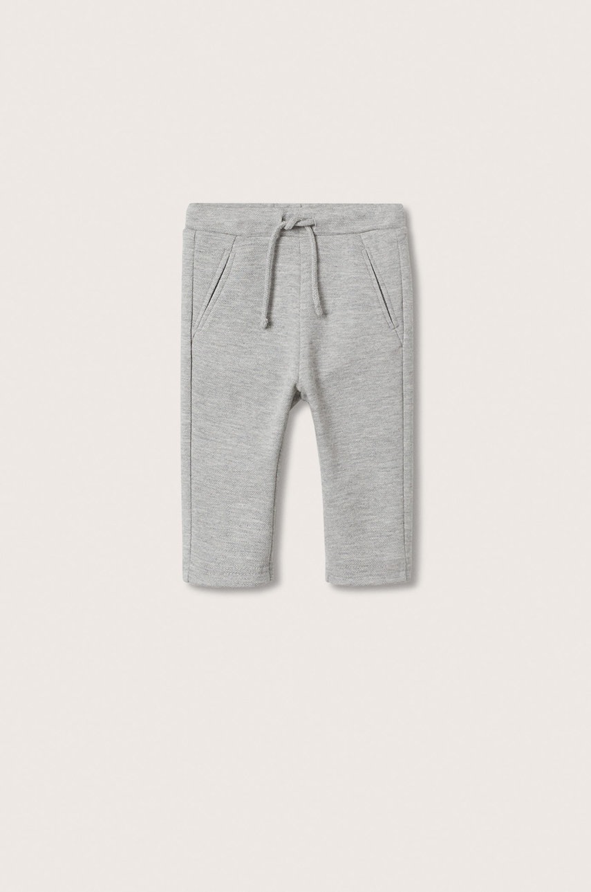 

Детски панталони Mango Kids в сиво с изчистен дизайн, Сив