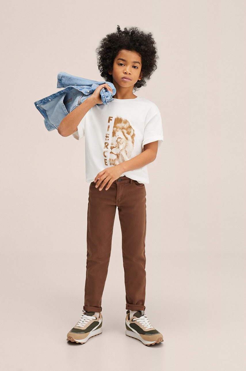 

Дитячі штани Mango Kids колір коричневий однотонні