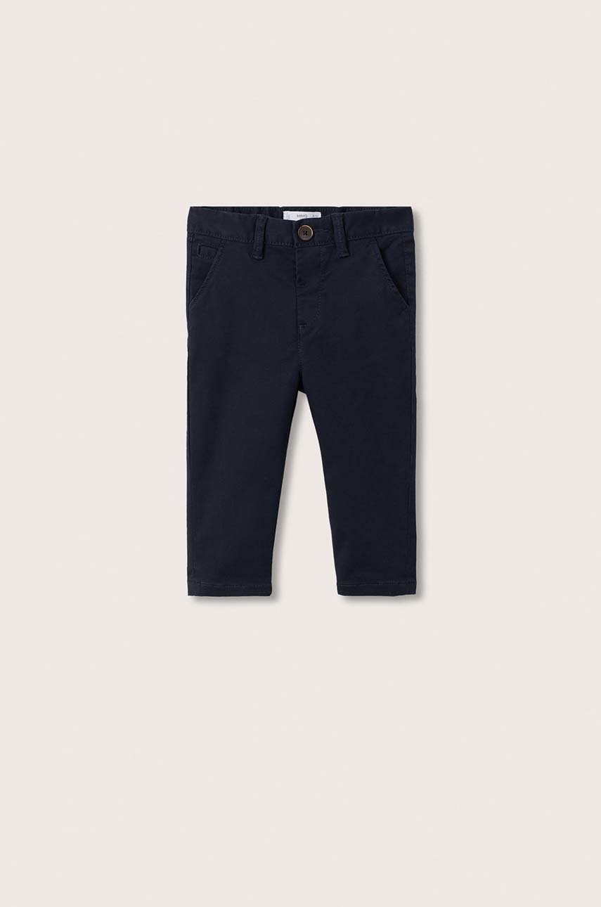 

Детски панталони Mango Kids в тъмносиньо с изчистен дизайн, Тъмносин