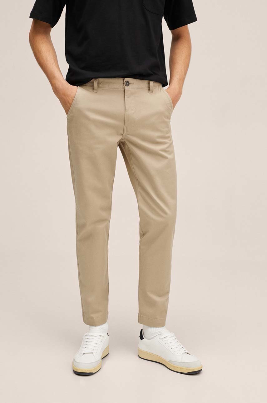 

Детски панталони Mango Kids в бежово с изчистен дизайн, Бежов