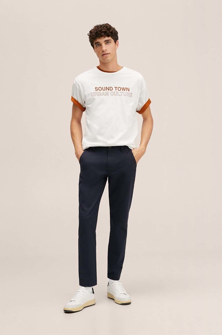 

Детские брюки Mango Kids цвет синий однотонные