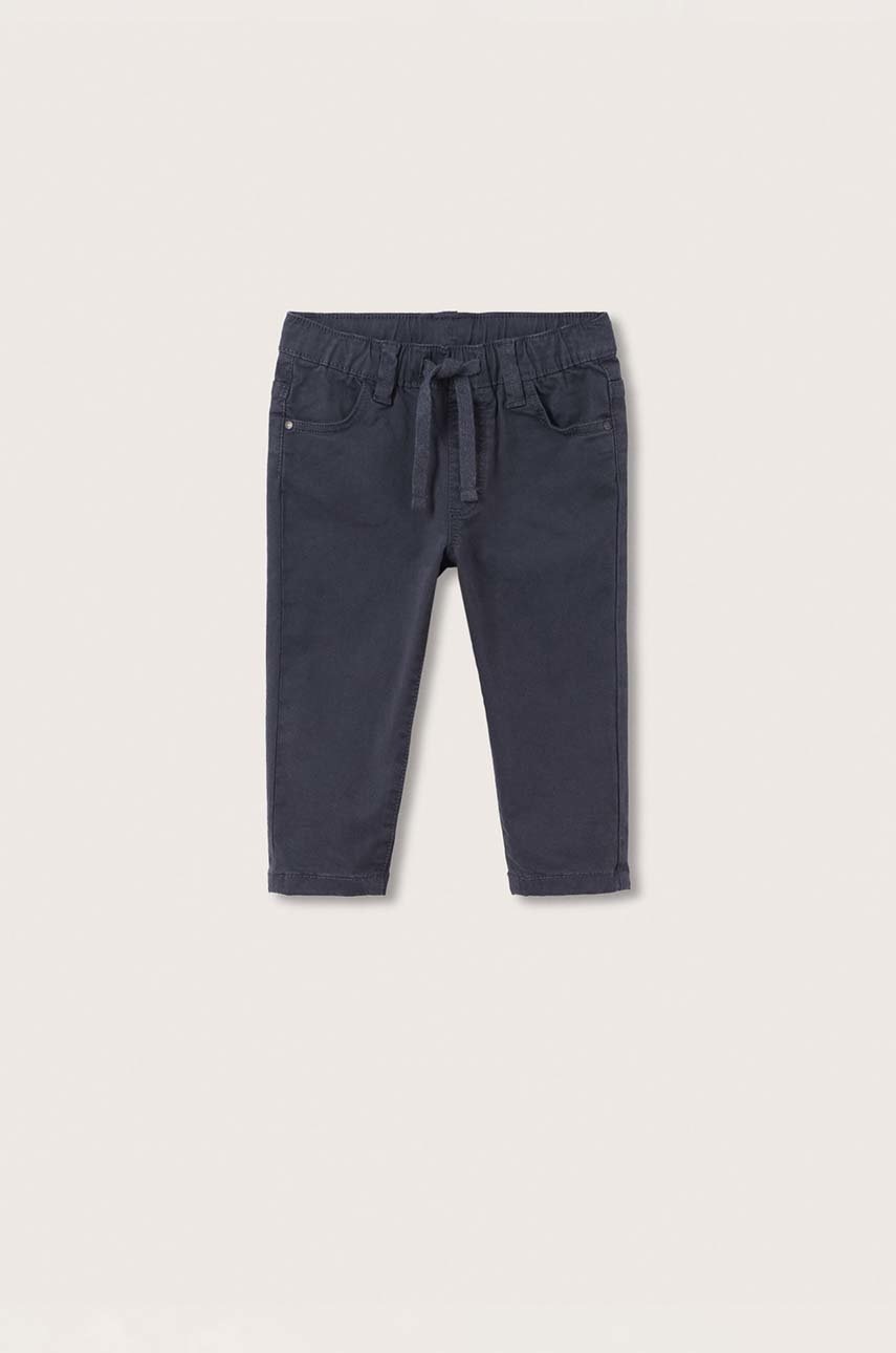 

Детски панталони Mango Kids в тъмносиньо с изчистен дизайн, Тъмносин