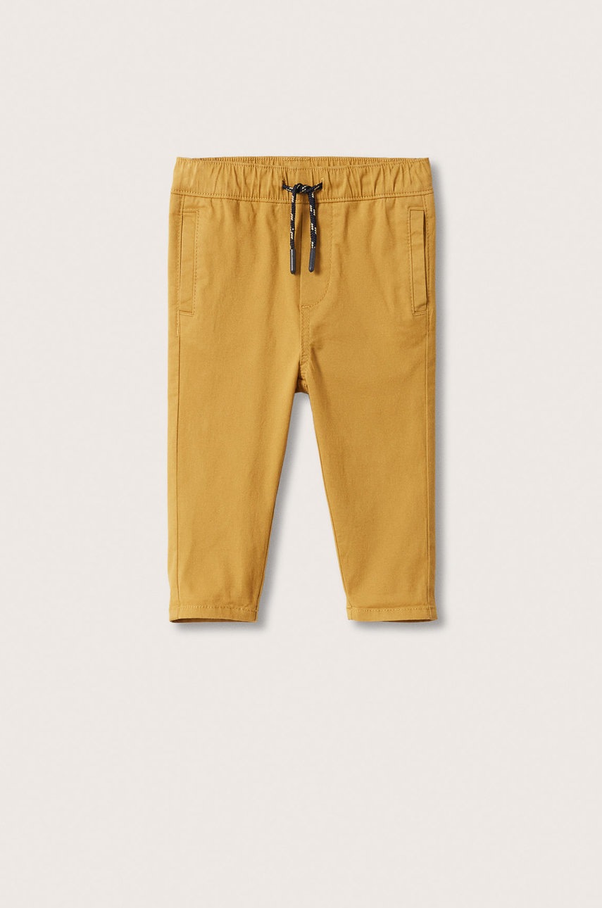 

Детски панталони Mango Kids в жълто с изчистен дизайн, Жълт
