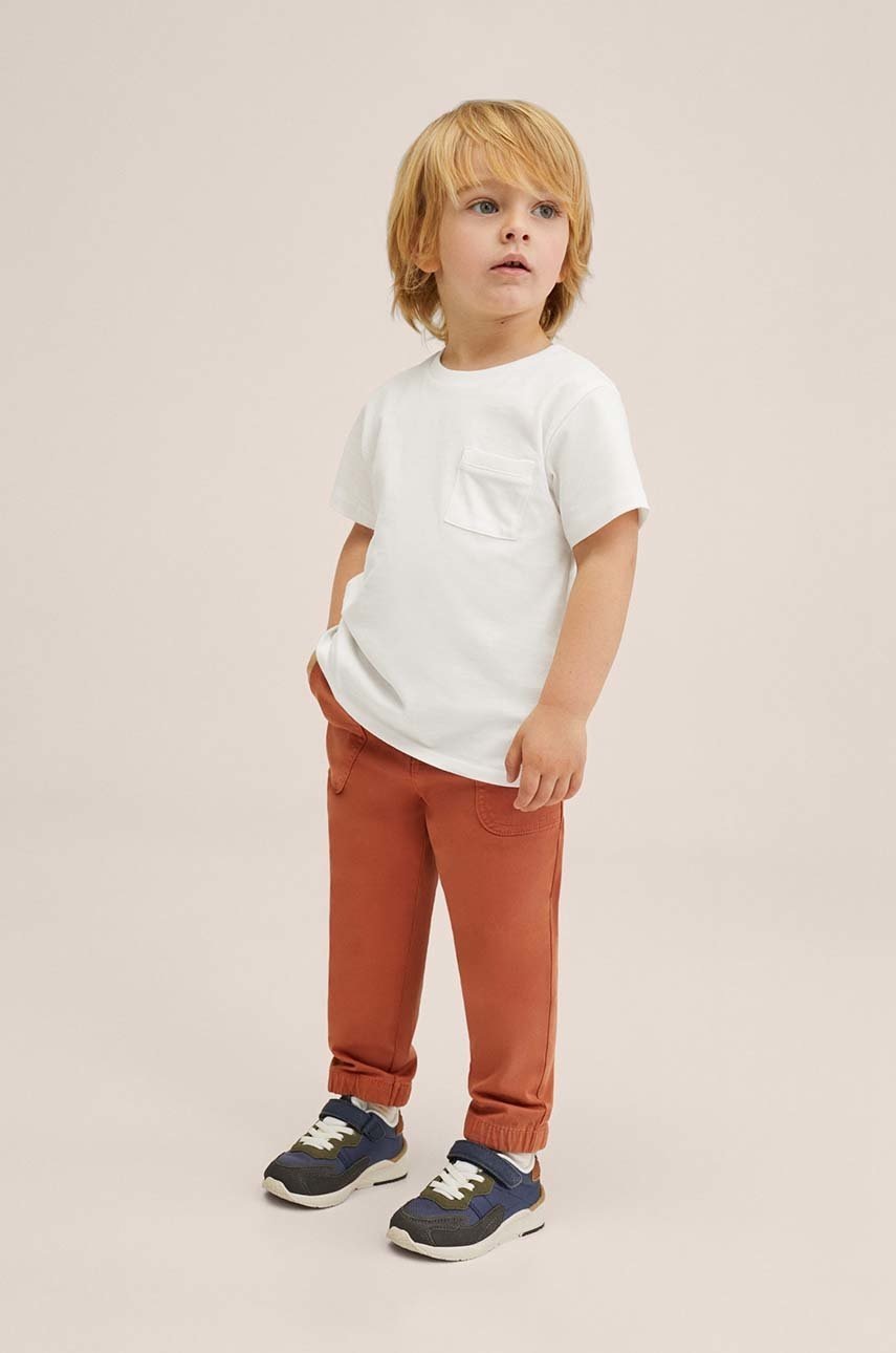 

Детски панталони Mango Kids в бордо с изчистен дизайн