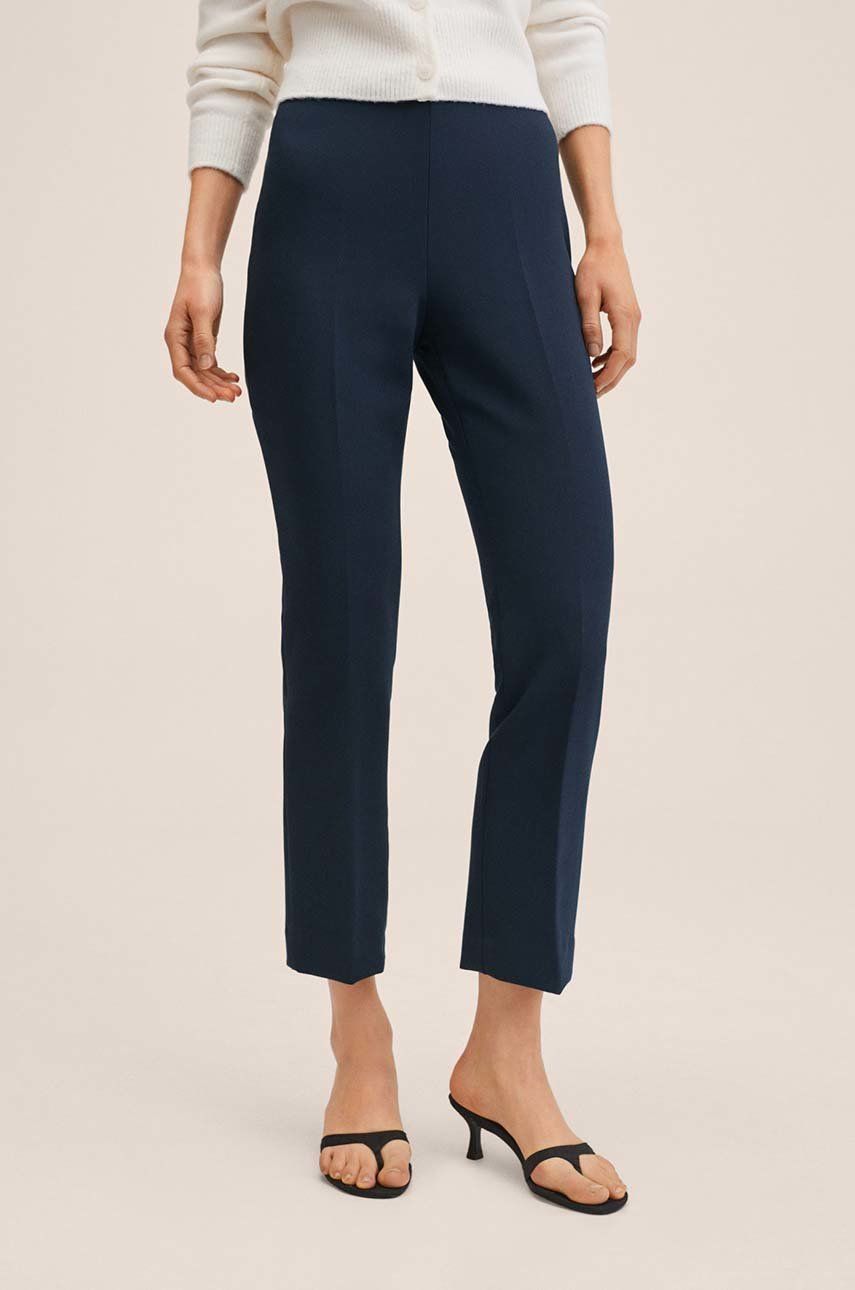 Mango pantaloni femei, culoarea albastru marin, lat, high waist imagine reduceri black friday 2021 answear.ro