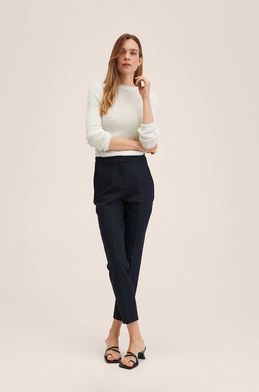 

Штани Mango Formal жіночі колір синій прямі висока посадка