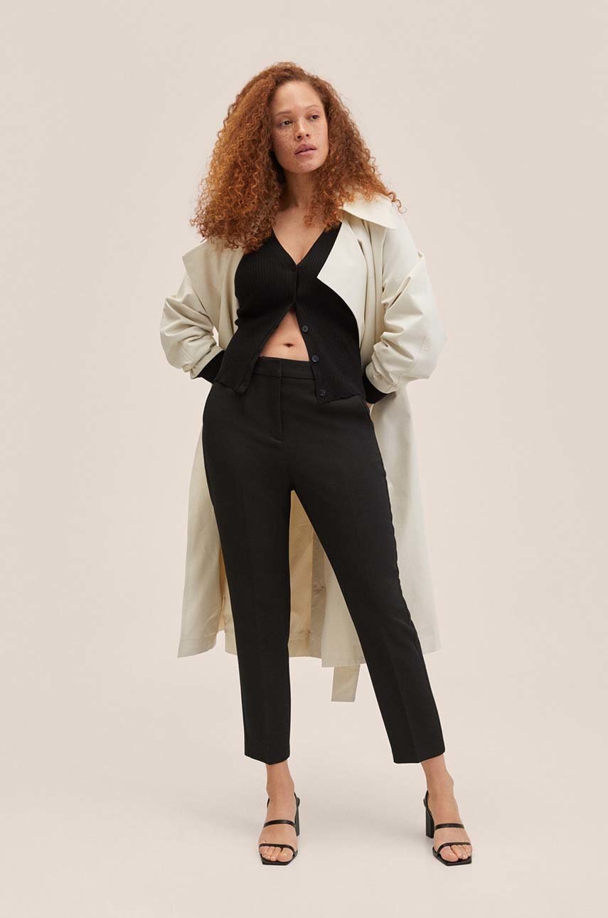 Брюки Mango Formal женские цвет чёрный прямое высокая посадка