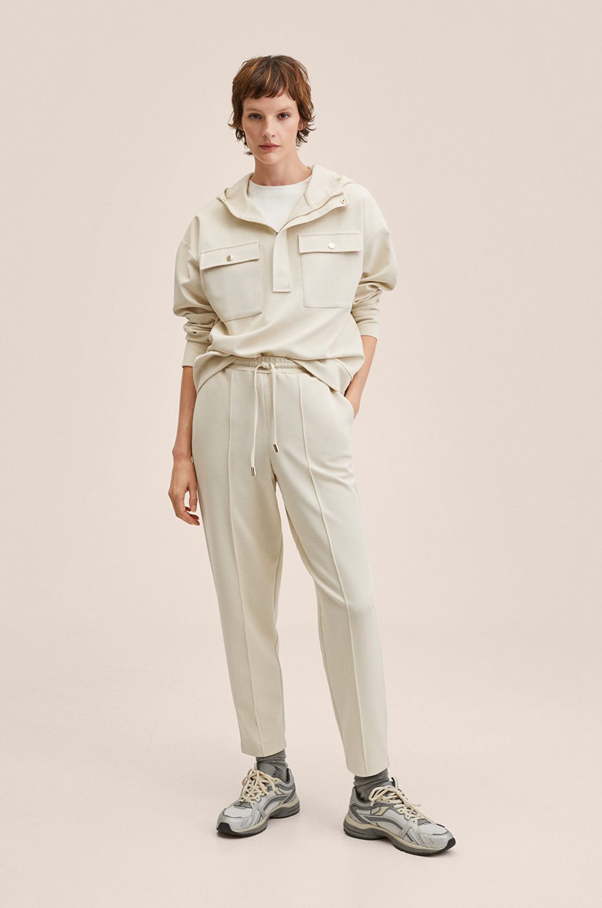 

Штани Mango Florida2 жіночі колір бежевий фасон jogger висока посадка