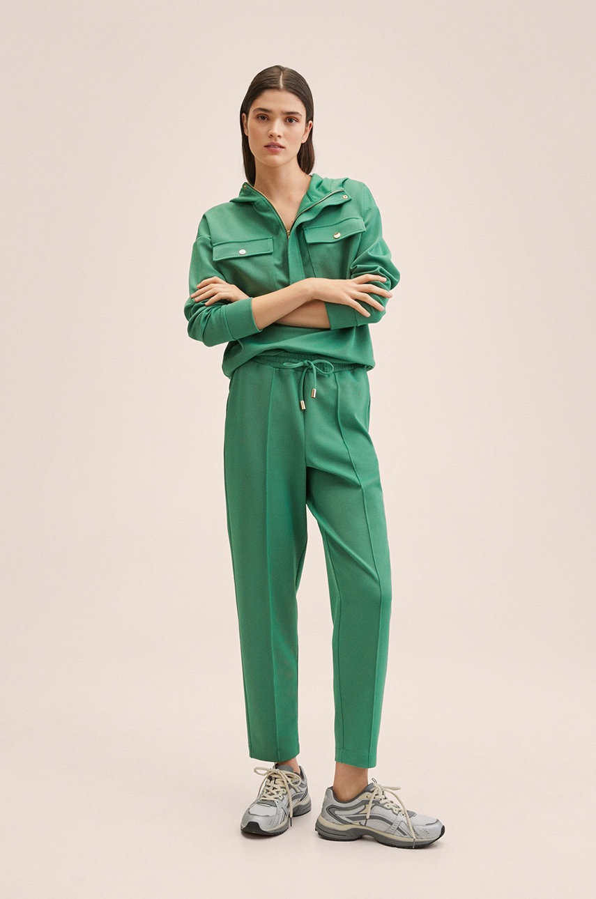 

Штани Mango Florida2 жіночі колір зелений фасон jogger висока посадка