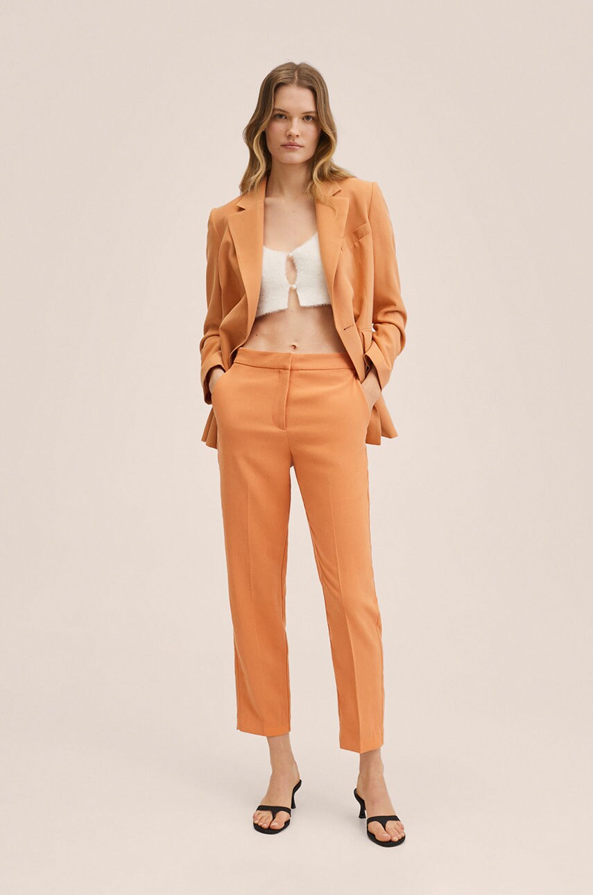 

Штани Mango Tempo жіночі колір помаранчевий прямі середня посадка