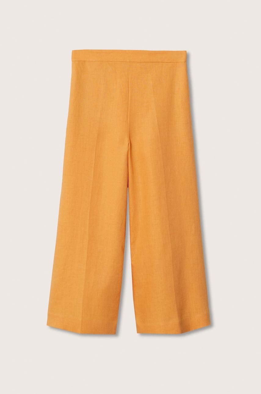 

Брюки Mango Lote женские цвет оранжевый широкие высокая посадка