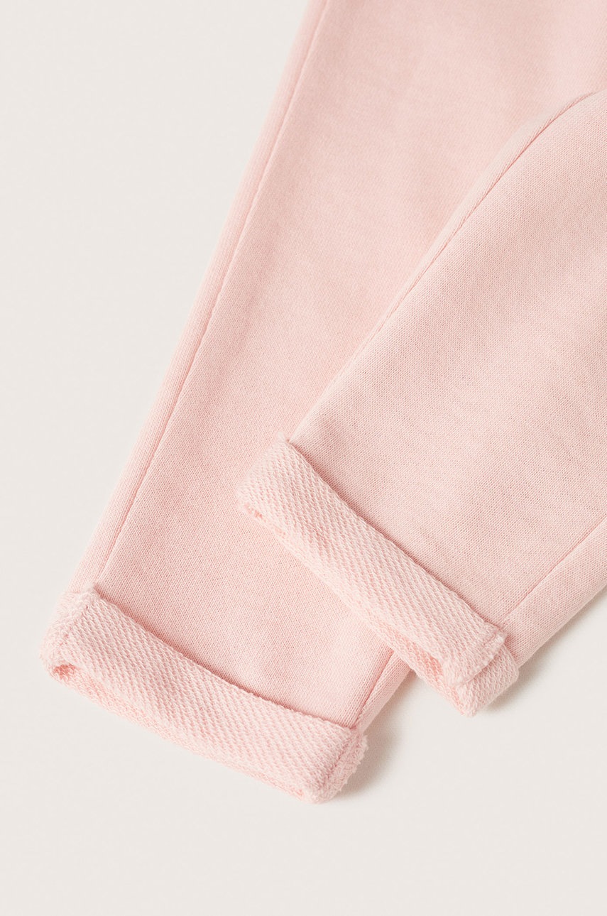 Детские хлопковые брюки Mango Kids Viena цвет розовый гладкие