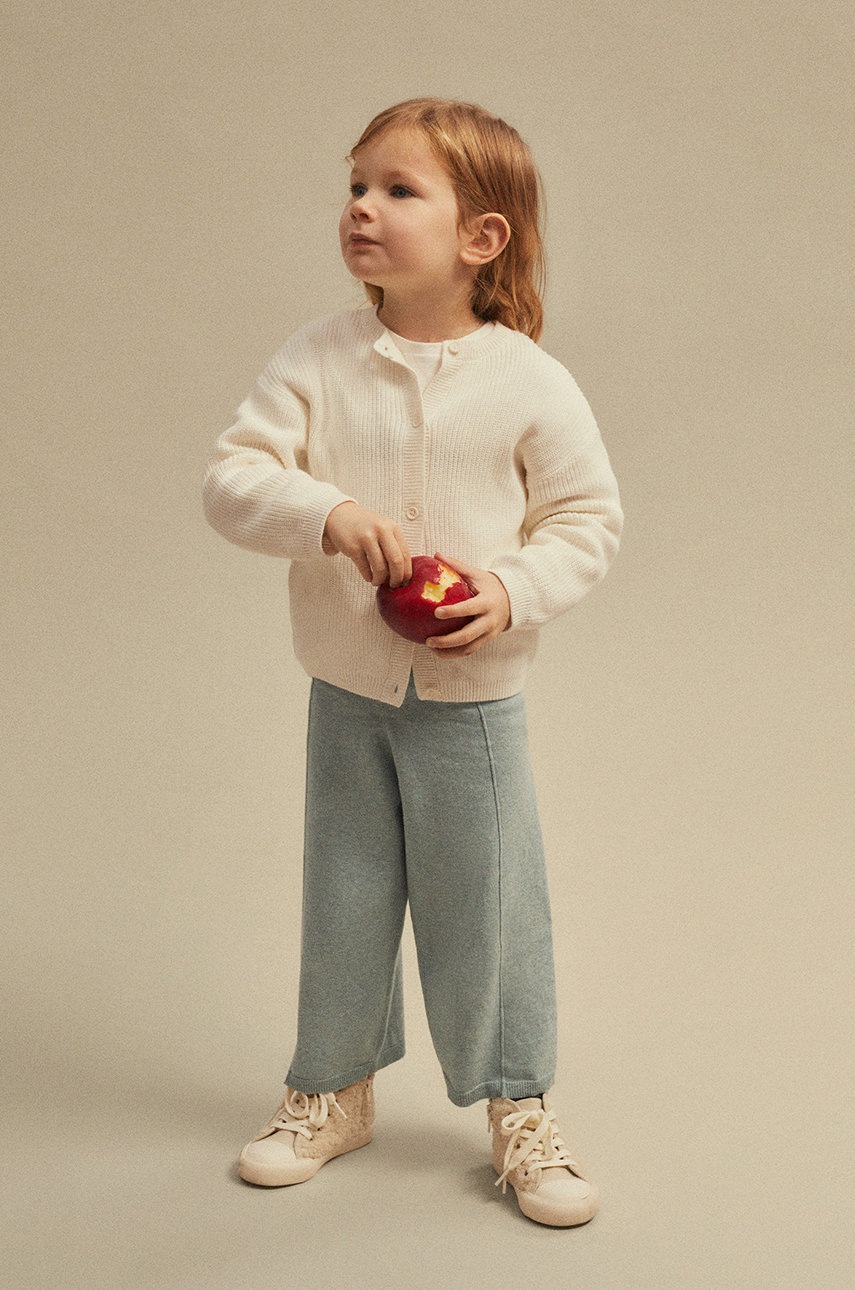 

Дитячі штани Mango Kids колір зелений меланж
