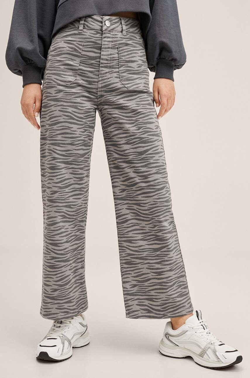 

Детски панталони Mango Kids в сиво с десен, Сив