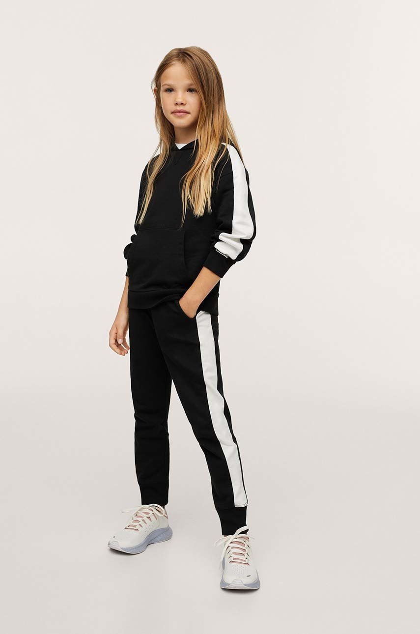 

Детски памучен панталон Mango Kids в черно с десен, Черен
