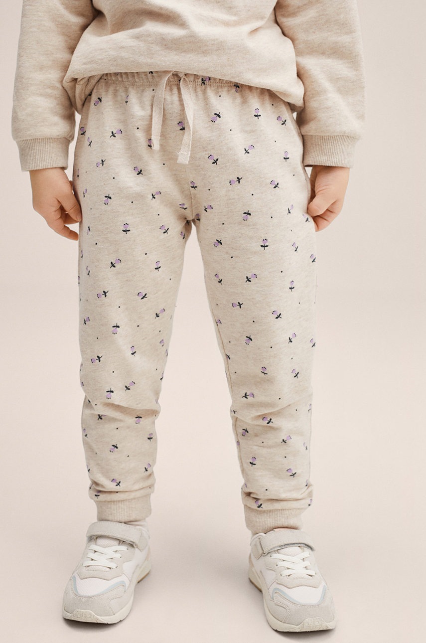 

Детски панталони Mango Kids в бежово с десен, Бежов