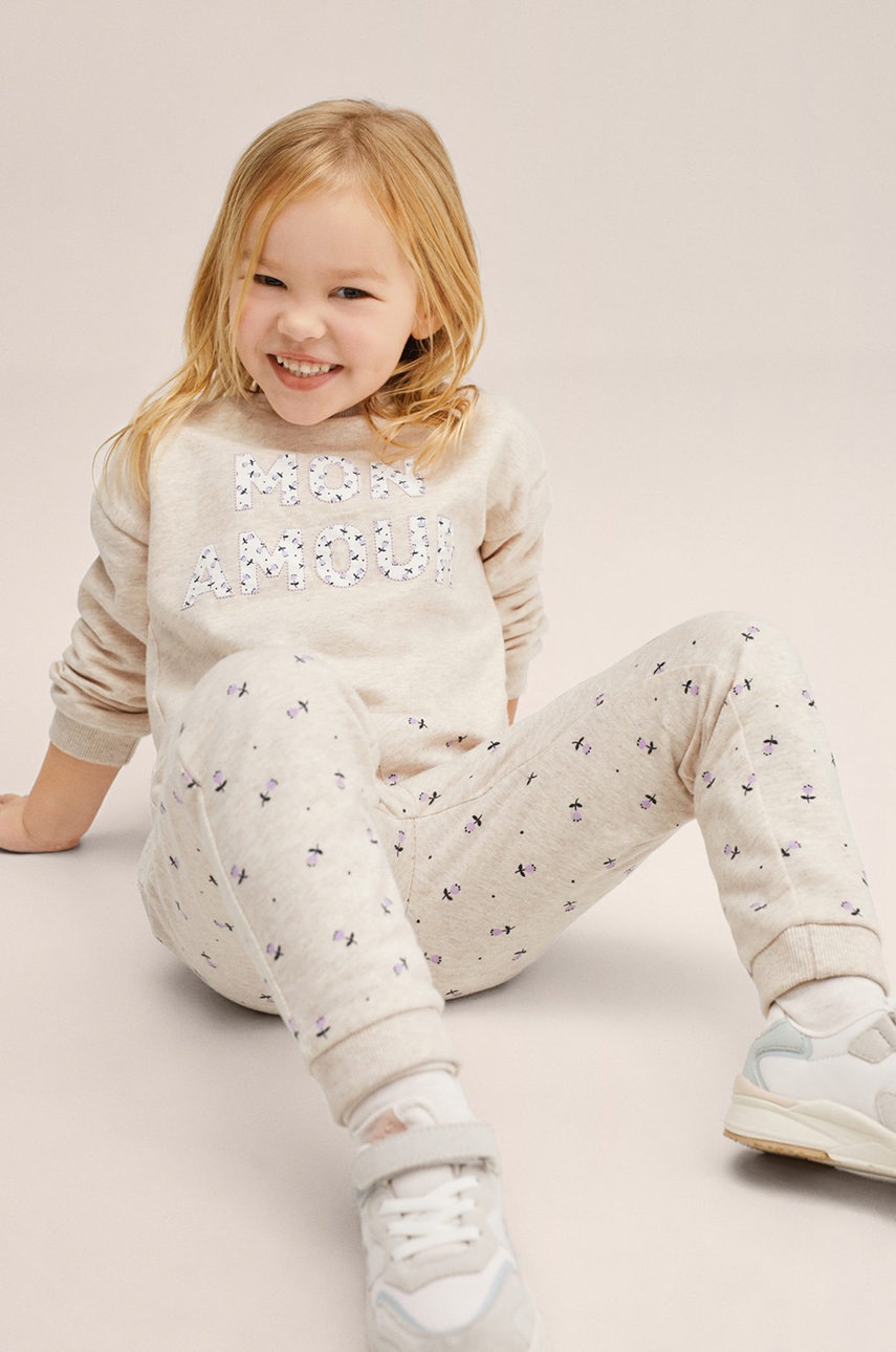 

Детские брюки Mango Kids цвет бежевый с узором