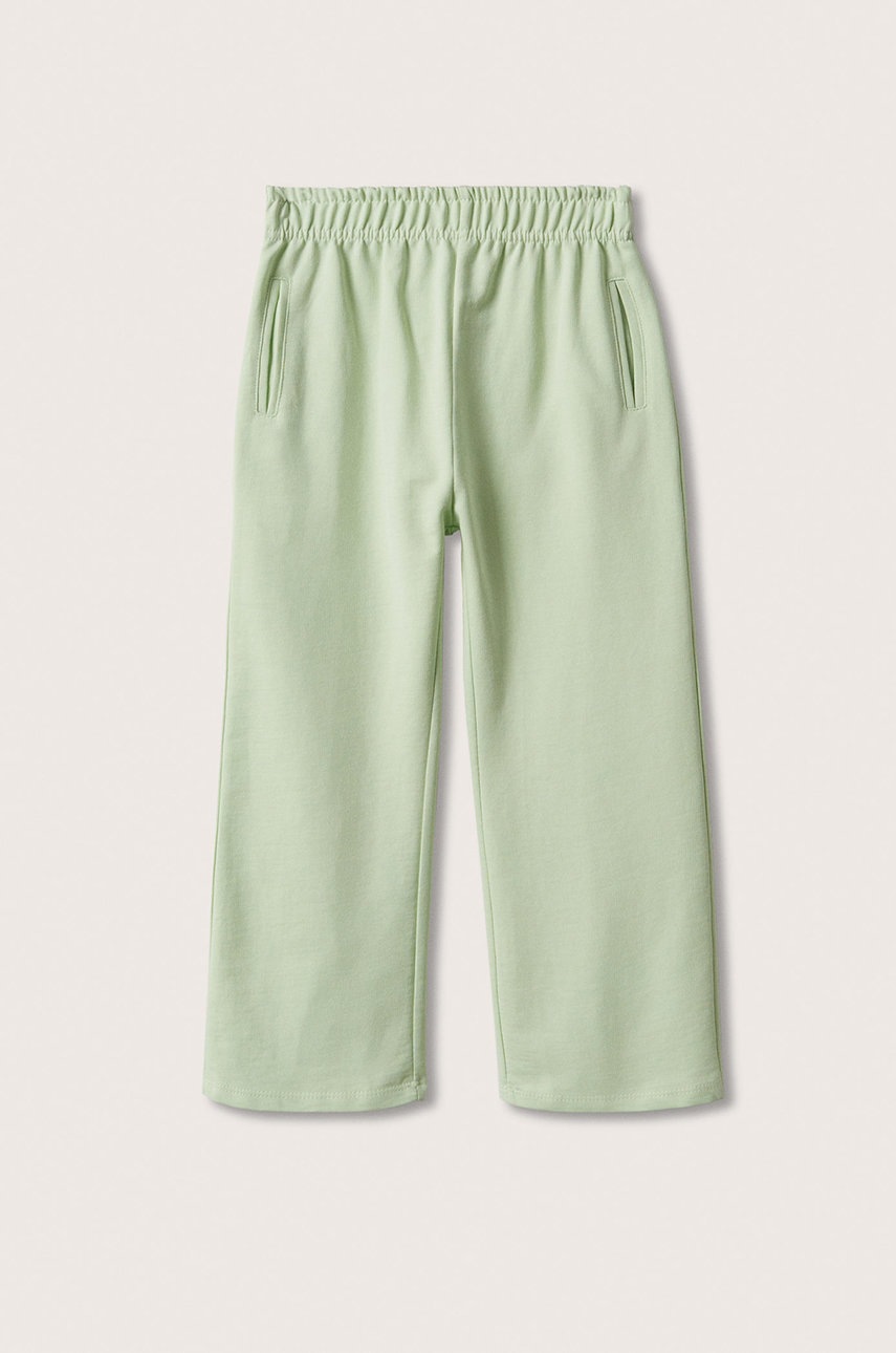 

Детски панталони Mango Kids в зелено с изчистен дизайн, Зелен