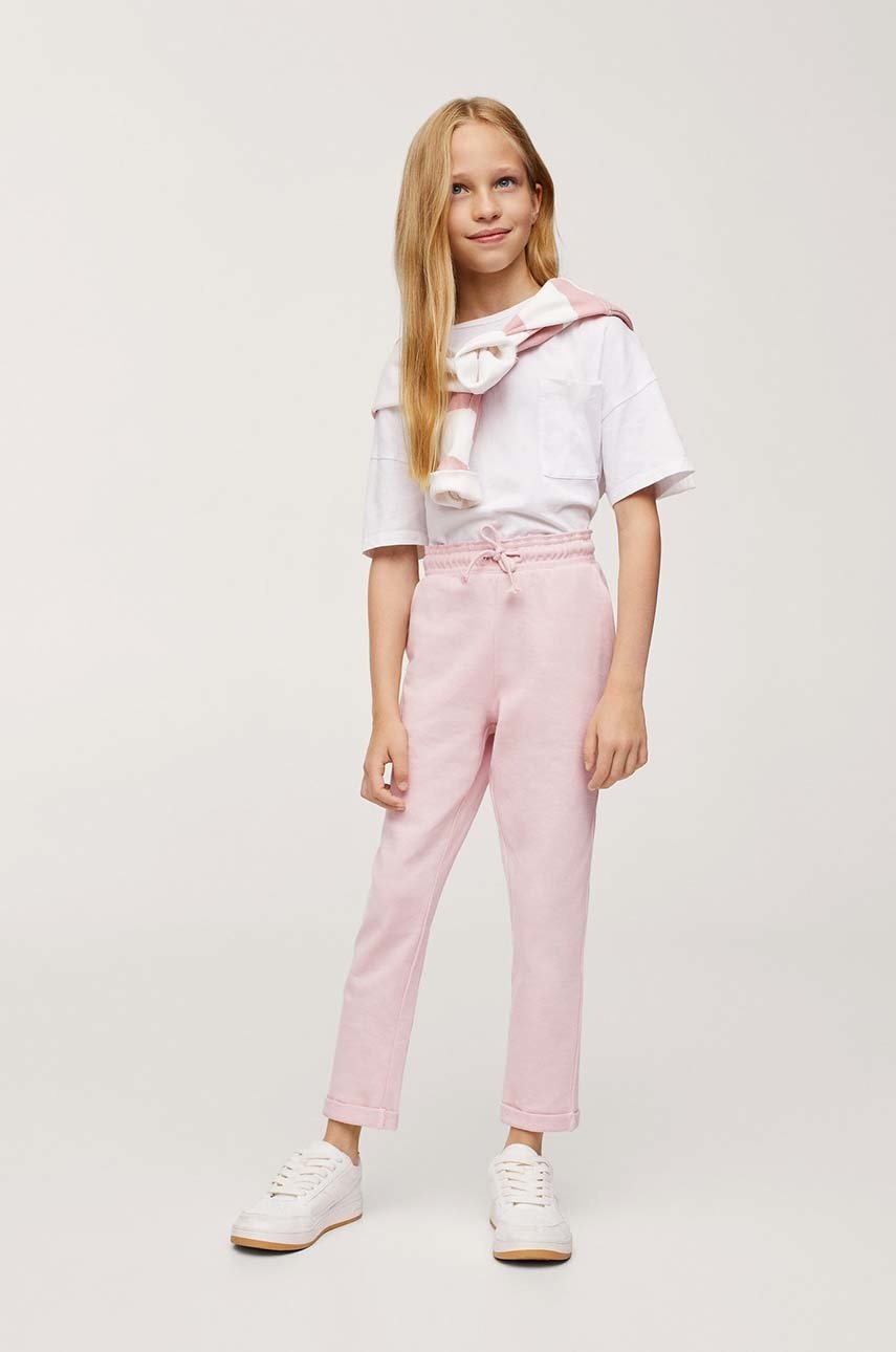 

Детские брюки Mango Kids цвет розовый однотонные