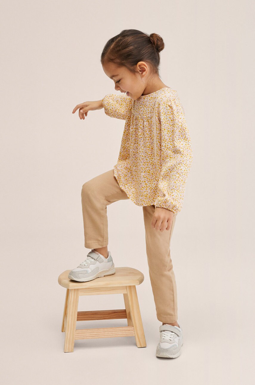 Mango kids pantaloni copii gabi culoarea maro, neted