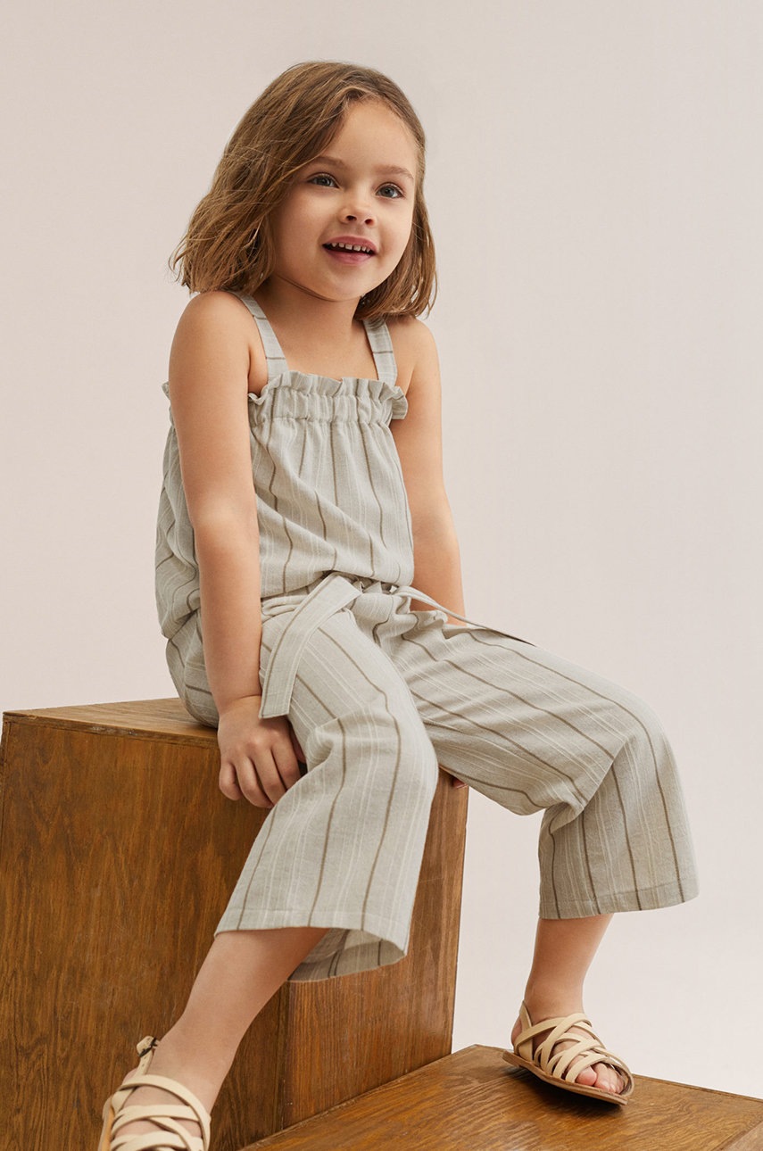 

Детские брюки Mango Kids Begurpb цвет бежевый с узором