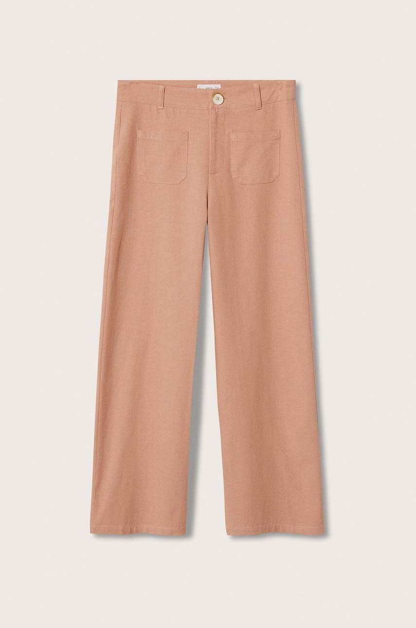 

Дитячі штани Mango Kids Linen колір рожевий однотонні