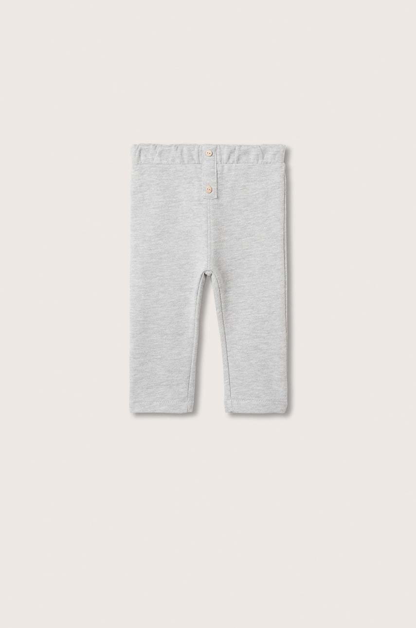 

Детски панталони Mango Kids в сиво с изчистен дизайн, Сив