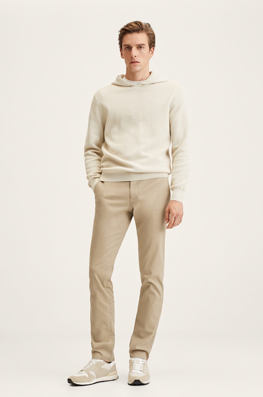 

Брюки Mango Man мужские цвет бежевый фасон chinos