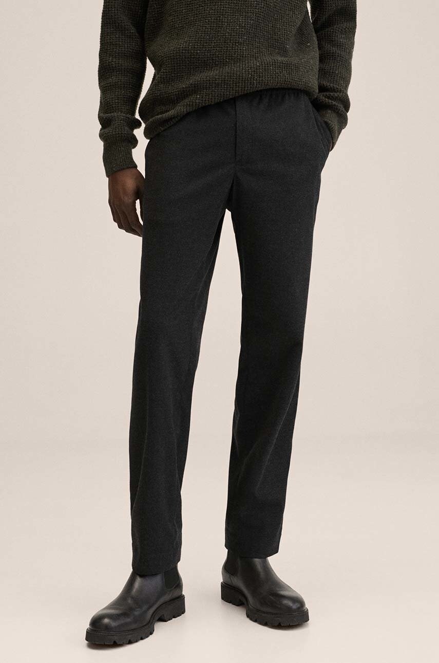 Mango man pantaloni barbati, culoarea gri, drept