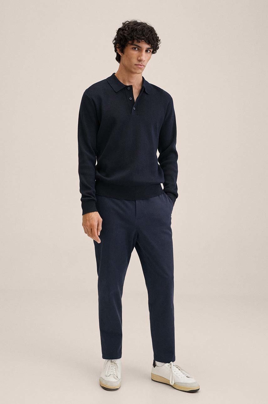 

Штани Mango Man чоловічі колір синій фасон chinos